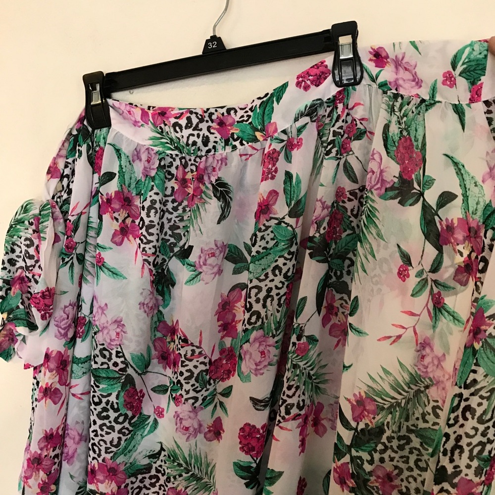 Torrid White Tropical Leopard Chiffon Sarong Swim - Picture 6 of 8